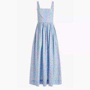 Coco Shop SCOOP NECK DRESS IN BLUE WITH LAVENDER BOUGAINVILLEA